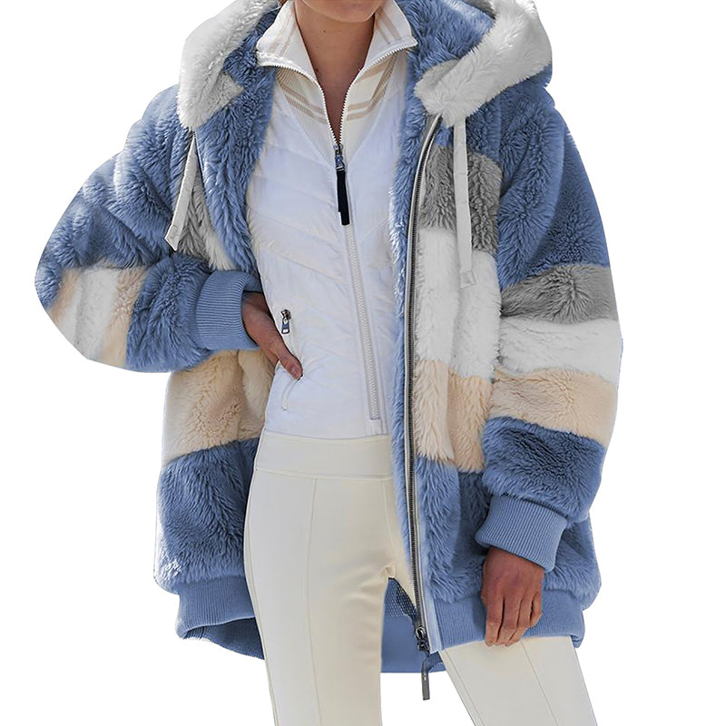 🎀【S-5XL】 Női alkalmi laza őszi és téli plüss kapucnis dzseki-4127521
