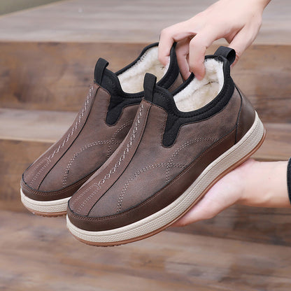 【38-45】 Męskie zimowe buty z owczej wełny, ciepłe, antypoślizgowe, wodoodporne, pokryte skórą-3784576