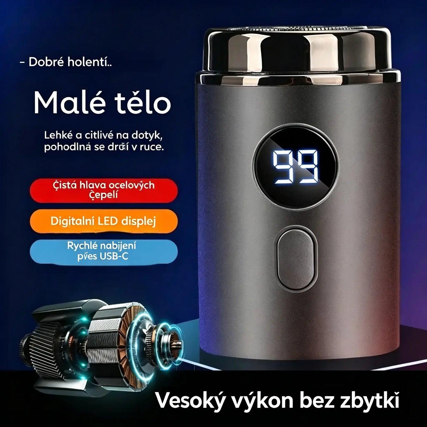 🔥Nejlepší nabídka: 50% SLEVA🔥Výkonný mini elektrický holicí strojek pro muže s digitálním displejem