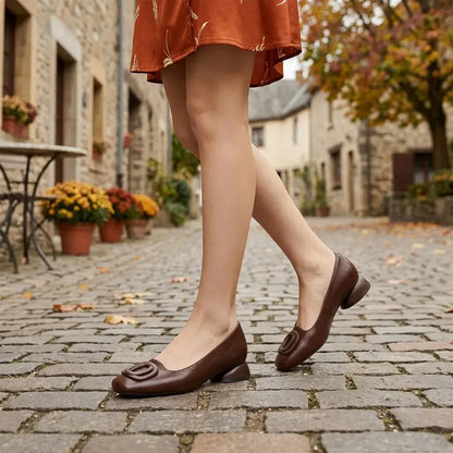 ⭐👡Női francia retró lapos szárú Mary Jane cipő - kerek orrú és mélyen dekoltált - retró stílusú, kényelmes és mindennapi viseletre