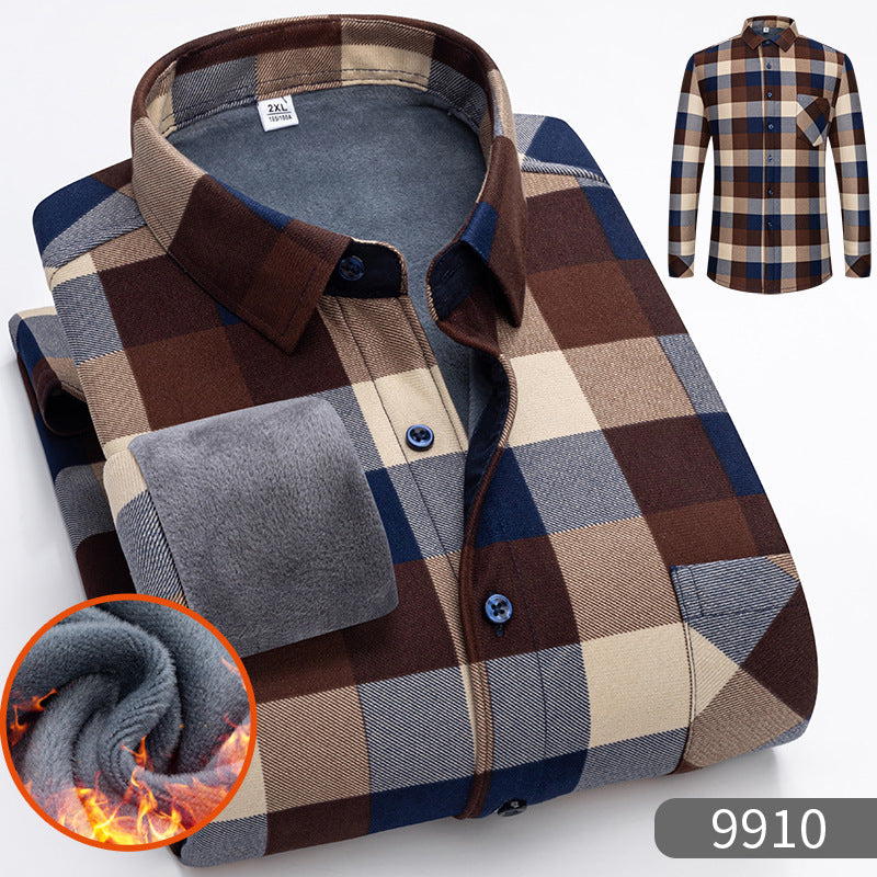 🔥【Poloviční cena】1 kus: 690 Kč 👔【L-5XL】Teplá společenská košile s dlouhým rukávem