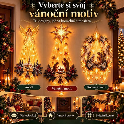 🎄✨Světelná nástěnná dekorace s vánoční scénou💡