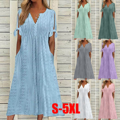 🔥【Časovno omejena ponudba - polovična cena!】[S-5XL]👗Preprosta in čudovita enobarvna obleka