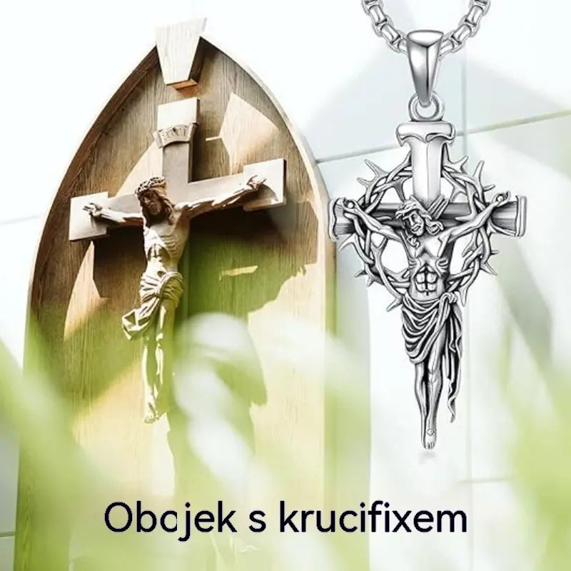 🔥Náhrdelník s křížem a trnovou svatozářem