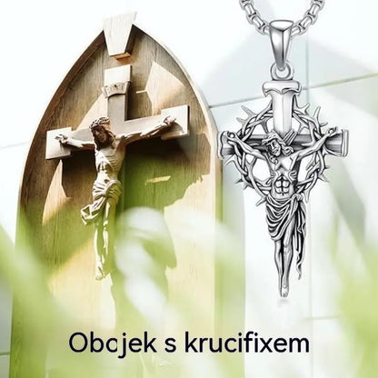 🔥Náhrdelník s křížem a trnovou svatozářem