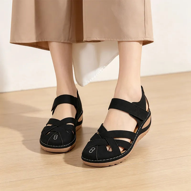 👡 Női piros halászszandál – zárt orr, lélegző szövött felső, állítható tépőzár ✨ Kényelmes és praktikus – utazáshoz és mindennapokra egyaránt! 🧳