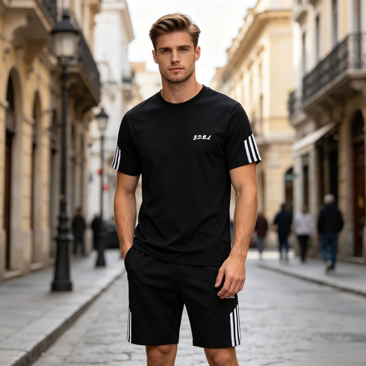 【45-100 kg】Letní pánská tepláková souprava, prodyšný a rychleschnoucí síťovaný design, stylový vzhled, vhodná pro sport i firemní příležitosti.
