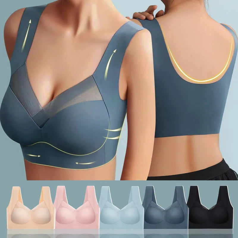 🎽  【50% zniżki】Biustonosz push-up z lodowego jedwabiu bez fiszbin, duży rozmiar-3906384
