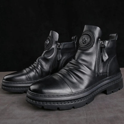 👞【39-44】Nowe jesienne i zimowe botki męskie skórzane, wysokiej jakości skóra-3765112