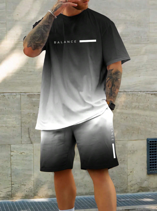 【S-4XL】Gradientní tričko + šortky – prodyšné, pohodlné, stylové 🏃 Skvělé na sport, do posilovny i na každý den! 🔥