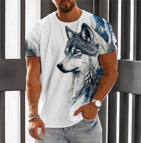 【Kup 1, a otrzymasz 1】【2XS-6XL】👕👕 T-shirt męski z nadrukiem wilka-3951732