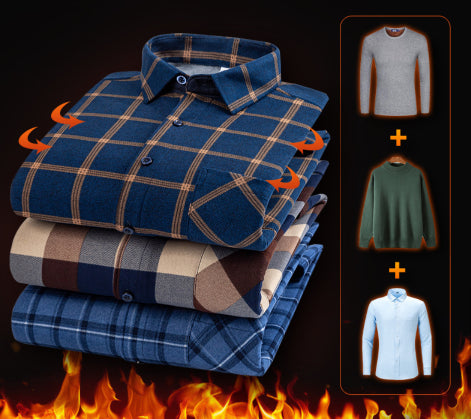 🔥👔【L-5XL】Nowa jesienno-zimowa męska dwustronna aksamitna koszula termiczna jest modna i uniwersalna 4159905