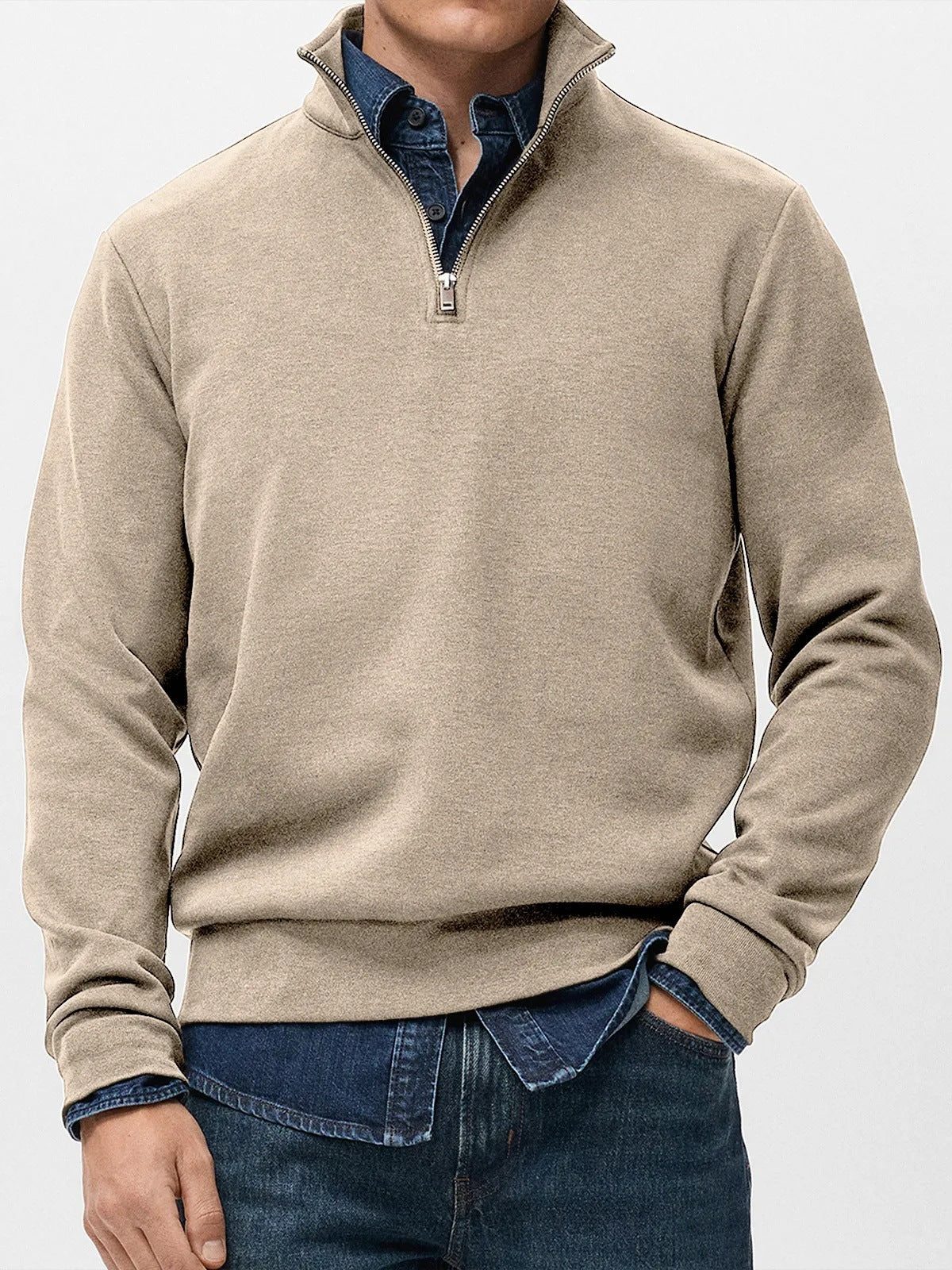 👔【S-5XL】Nowa męska bluza z długim rękawem i stójką, zapinana na zamek błyskawiczny 4211175