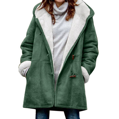 🥼🔥💖[S-5XL] 2025 moda i ciepło w jednym! Damska kurtka z kapturem, zamszowo-wełniana-4116228