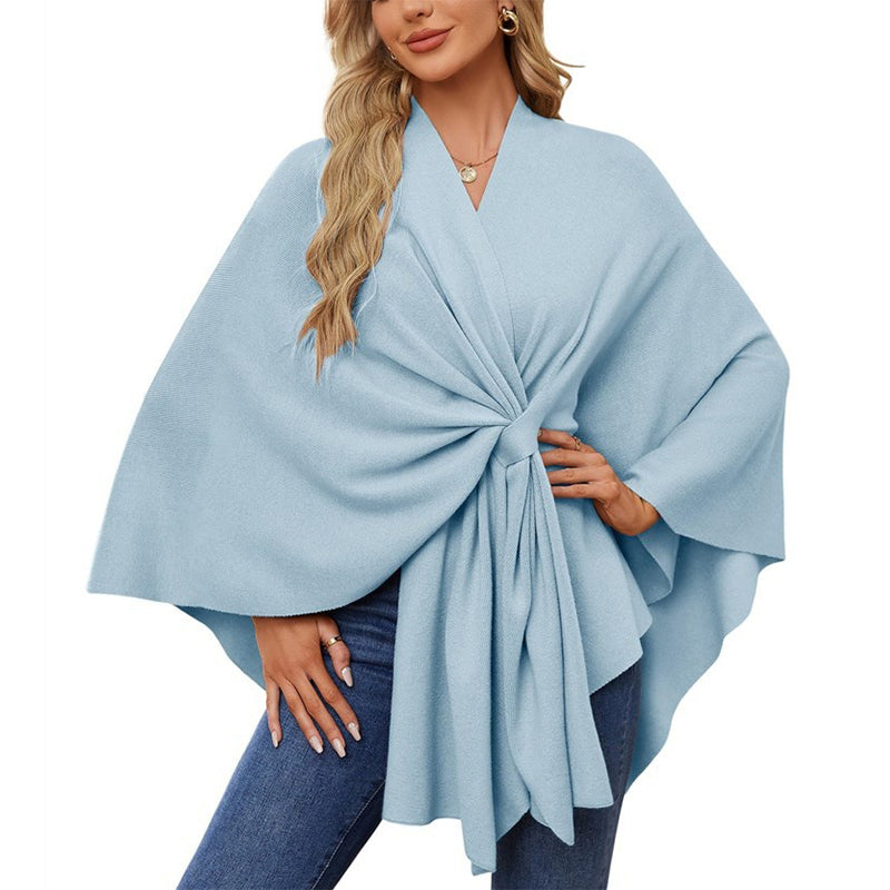 💃🧣🐑🔥【Univerzální velikost pro všechny】Elegantní jednodílný jednobarevný měkký šálový kabát/plášť pro dámy 4185878