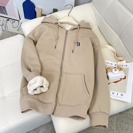 🔥⛄【M-2XL】2024 Jesienno-zimowa modna, pogrubiona i aksamitna damska codzienna kurtka z kapturem-3792203