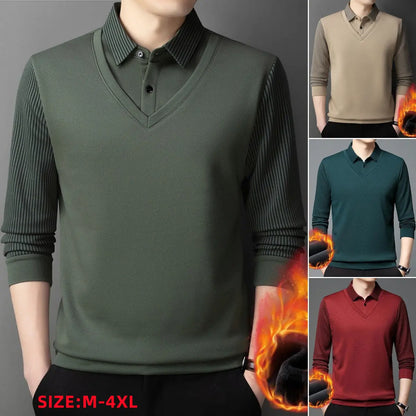 ⏳ Poslední den – sleva 50 % 【M–4XL】👔 Pánské kvalitní termo tričko na podzim a zimu, hřejivá fleecová podšívka, pohodlné a teplé