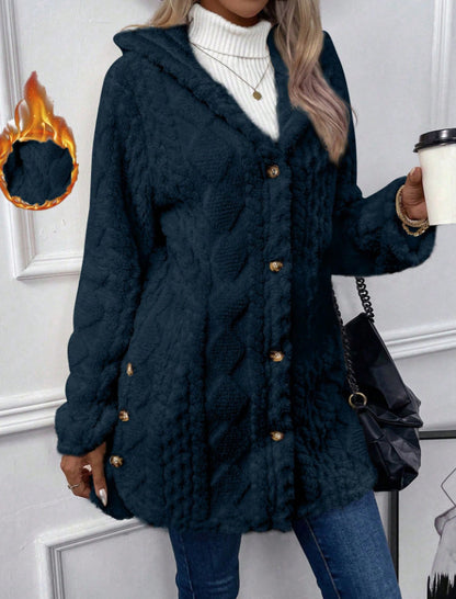 Chaqueta cálida para mujer con forro polar para otoño e invierno, con capucha y reversible. (Tallas S-5XL) 4174836