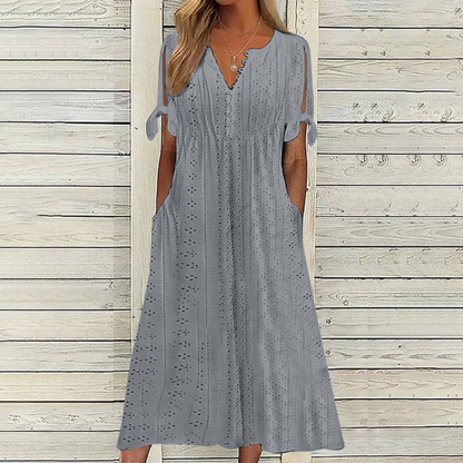 【S-5XL】Nowa, elegancka sukienka damska w jednolitym kolorze 4225462