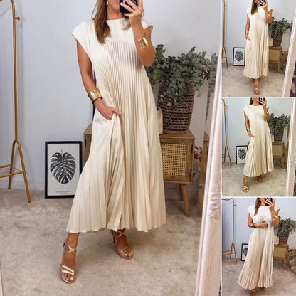 🔥❤️【S-3XL】Wysokiej jakości jednokolorowa plisowana sukienka bez rękawów