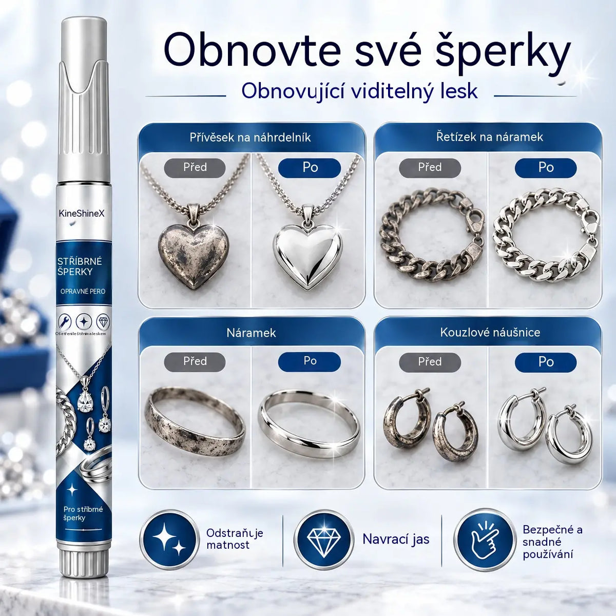 ⏳Časově omezená nabídka: sleva 50 % 🔥 Pero na opravu škrábanců a úpravu stříbrných šperků