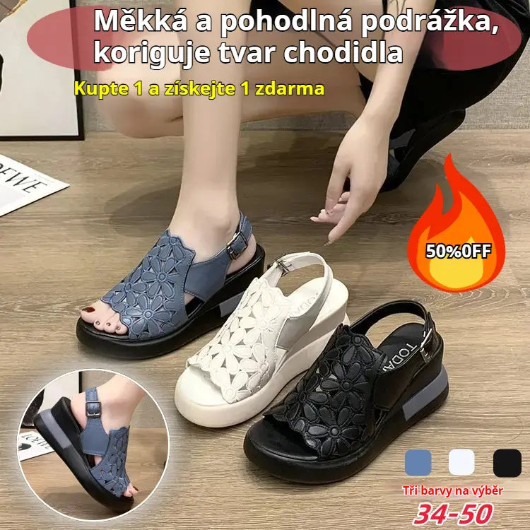 🔥【SLEVA 50 %】👡【35-42】 Nové letní dámské korekční sandály v retro stylu z roku 2026, měkká podrážka, bez unavených nohou při chůzi