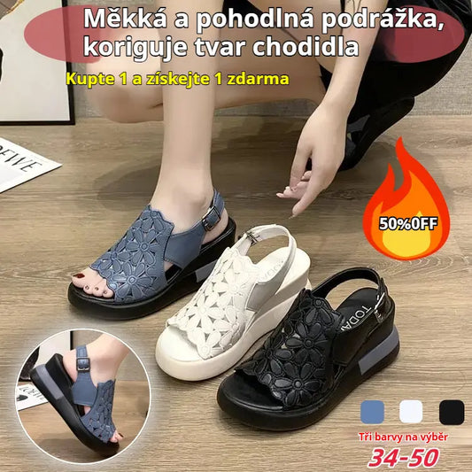 🔥【SLEVA 50 %】👡【35-42】 Nové letní dámské korekční sandály v retro stylu z roku 2026, měkká podrážka, bez unavených nohou při chůzi