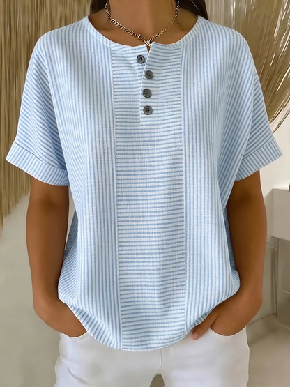 💐【S-3XL】Pruhované tričko z bavlny a lnu, vhodné pro všechny typy postav.