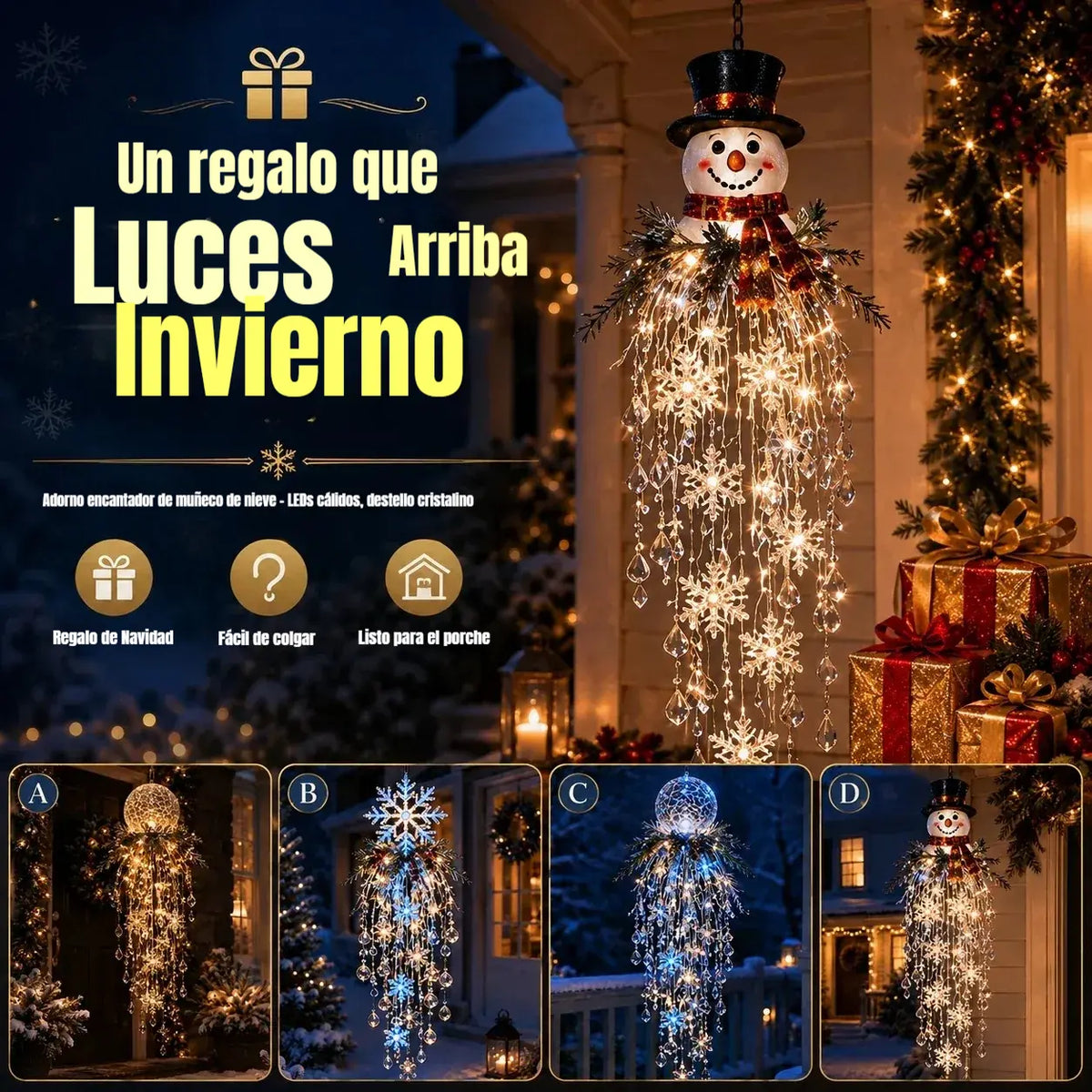 🎄🎅 Vánoční závěsná LED lampa se sněhovou vločkou a křišťálem | Kouzelná záře na verandu ✨