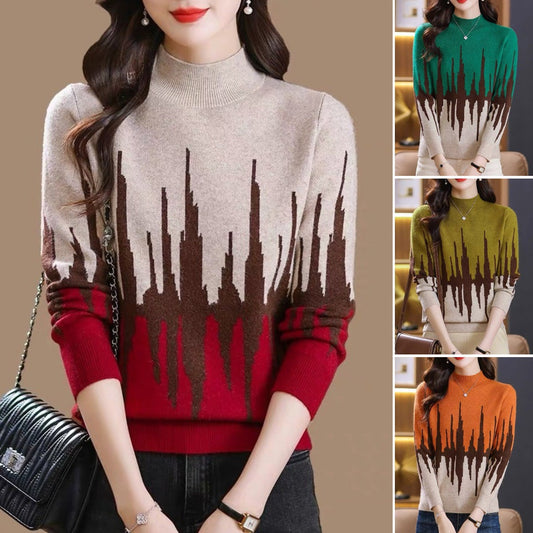 ✨🔥【S-3XL】2024 nowe jesienne i zimowe damskie swetry półgolf, modne topy z dzianiny-3831949