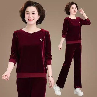 【M-4XL】Jesienny aksamitny zestaw sportowy (top + spodnie)