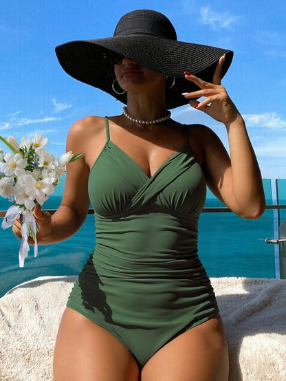 👙【S-2XL】Wygodny dwuczęściowy kostium kąpielowy z nadrukiem i kokardkami-4262271