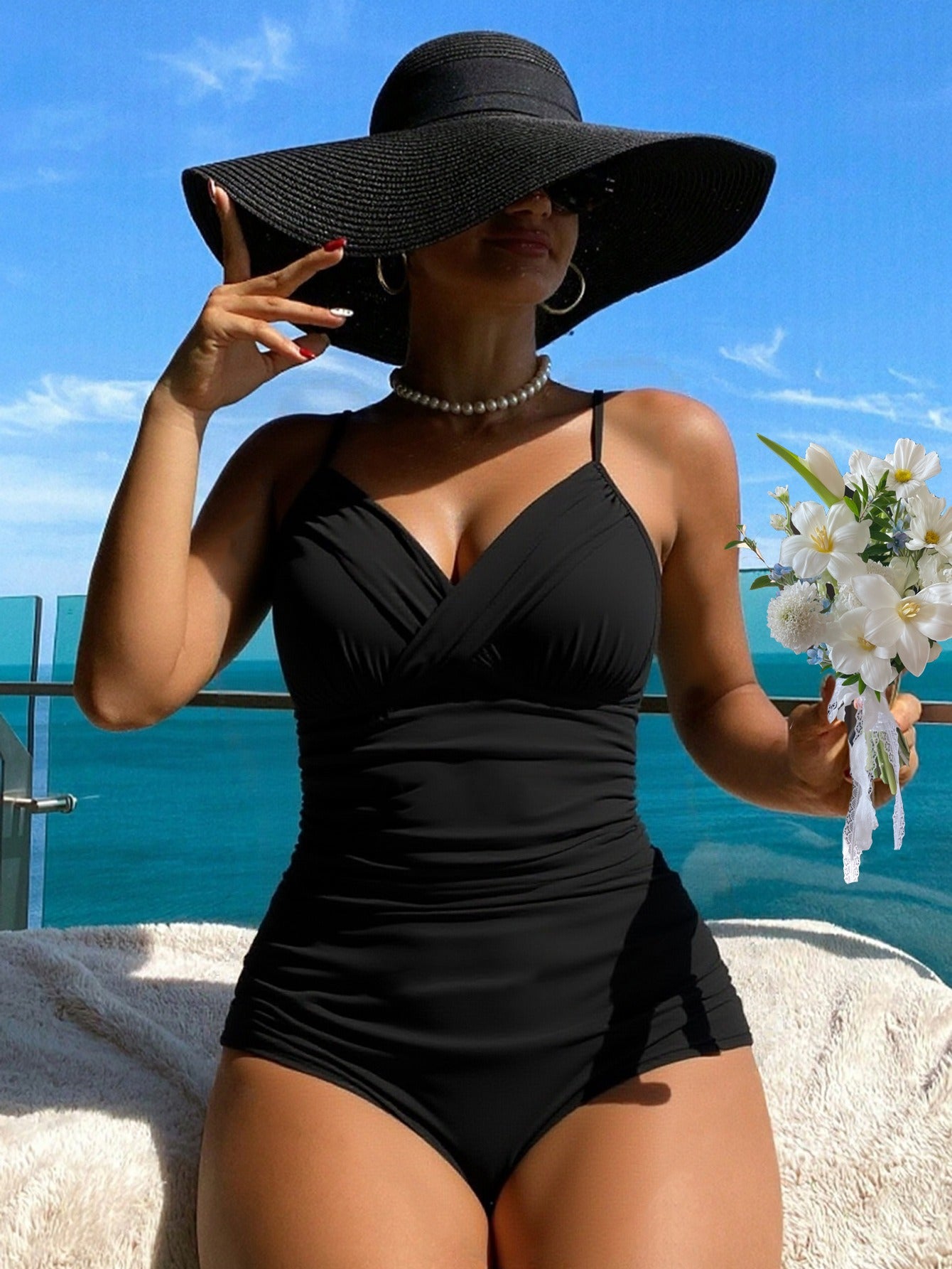 👙【S-2XL】Wygodny dwuczęściowy kostium kąpielowy z nadrukiem i kokardkami-4262271