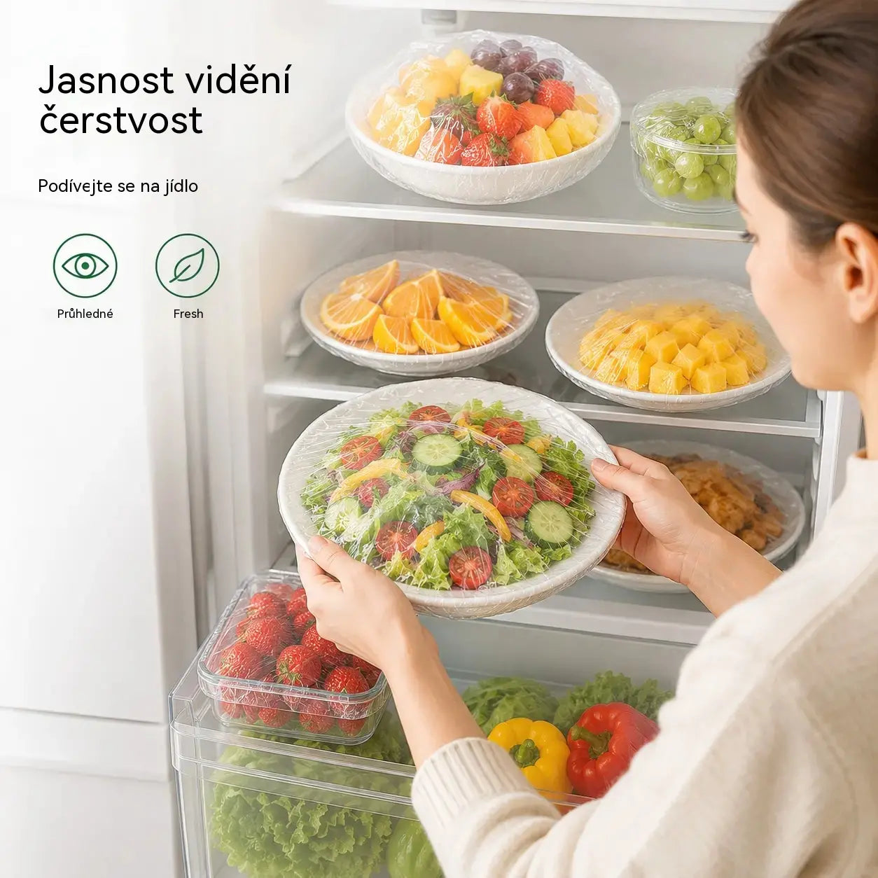 ✅✅【200 kusů】✅Průhledná jednorázová fólie, ideální na nádoby a potraviny. Dokonale přilne, dobře utěsňuje a snadno se používá.