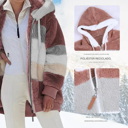 🔥 Poslední den – sleva 50 % ❄️【S–5XL】Nový dámský hřejivý kabát pro rok 2026, zateplený plyšový design s kontrastními pruhy ✅ Platba na dobírku