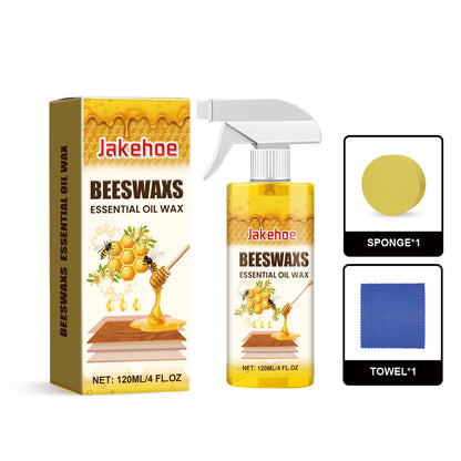 Lešticí sprej na dřevo s včelím voskem 120 ml (včetně houbičky a hadříku) pro péči o nábytek, prevenci praskání a ochranu laku.