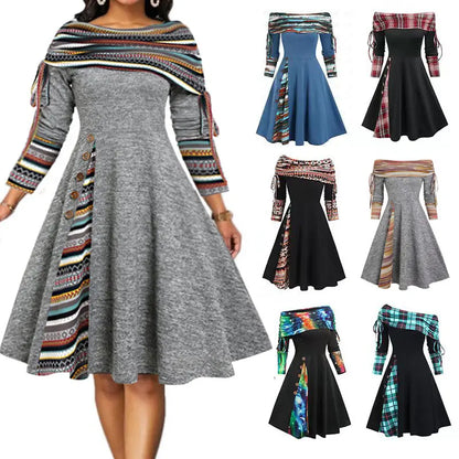 👗 Poslední den – sleva 50 % 【S–3XL】 Nové podzimní a zimní elegantní přiléhavé šaty s módním potiskem a odhalenými rameny, pohodlné a snadno kombinovatelné. ✅ Platba na dobírku