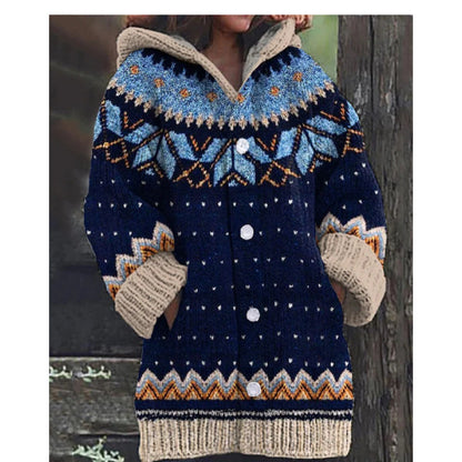 🔥Poslední den – sleva 50 %🔥【S~5XL】✨Nová barevná pletená bunda s kapucí na podzim/zimu