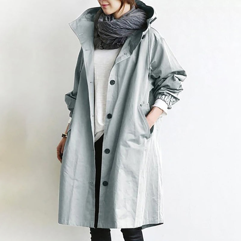 🥼【S-5XL】Nowa jesienna, długa, plus-size, swobodna wiatrówka damska, codzienna moda-4109896