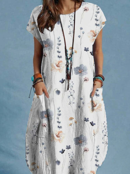 👗【S-2XL】Φόρεμα χωρίς μανίκια με στρογγυλή λαιμόκοψη και στάμπα - Αντικαταβολή💥