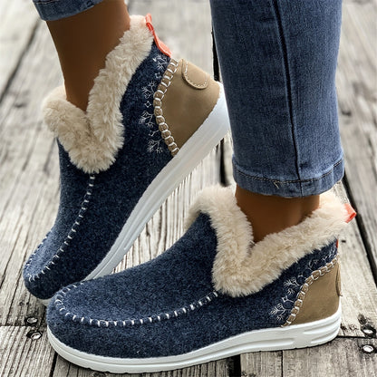 👞【36-43】2024 Jesienno-zimowe nowe damskie krótkie buty i śniegowce z podszewką pluszową-3796922