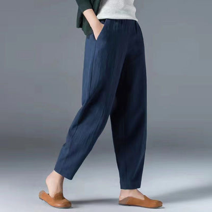 💥🔥【S-5XL】✨💕 Dámské módní ležérní kalhoty s vysokým pasem, vyrobené z čisté bavlny