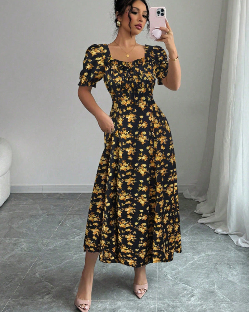 👗Poslední den akce -50%! 【S-2XL】Elegantní letní šaty s květinovým potiskem, vzdušné a pohodlné, snadno se stylizují, zeštíhlují postavu.