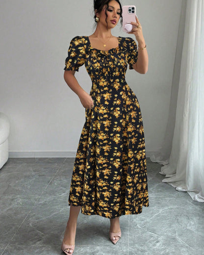 👗Poslední den akce -50%! 【S-2XL】Elegantní letní šaty s květinovým potiskem, vzdušné a pohodlné, snadno se stylizují, zeštíhlují postavu.