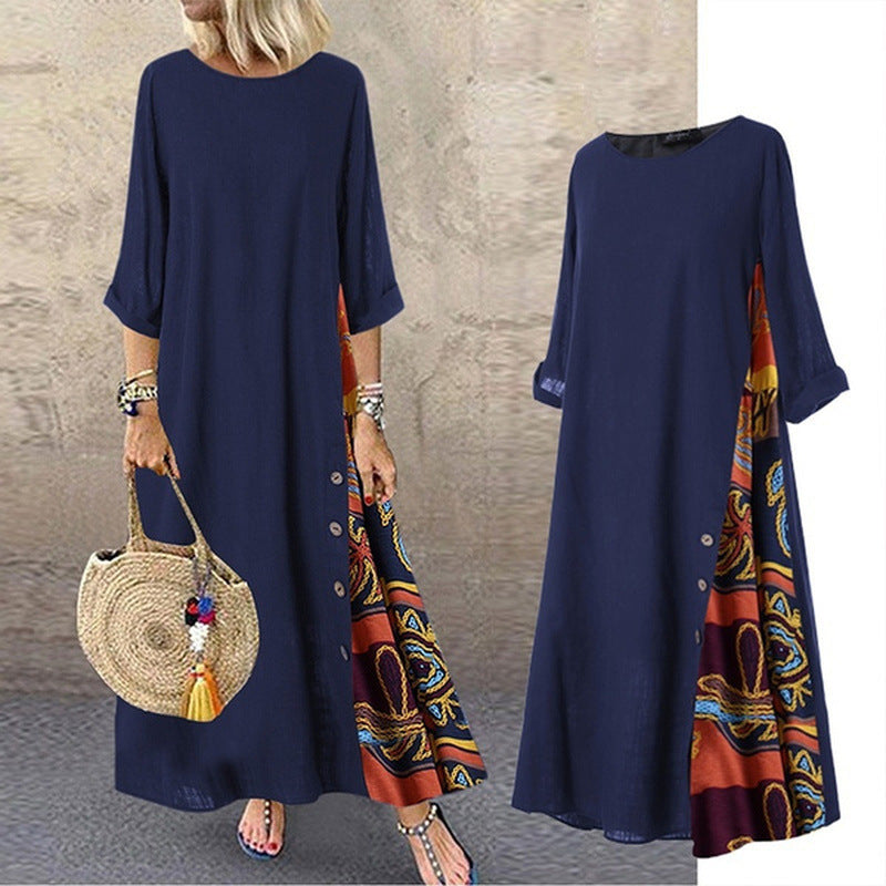 ✨💕【M-5XL】2025 Lato Nowa Damska Elegancka Retro Casualowa Sukienka Z Nadrukiem