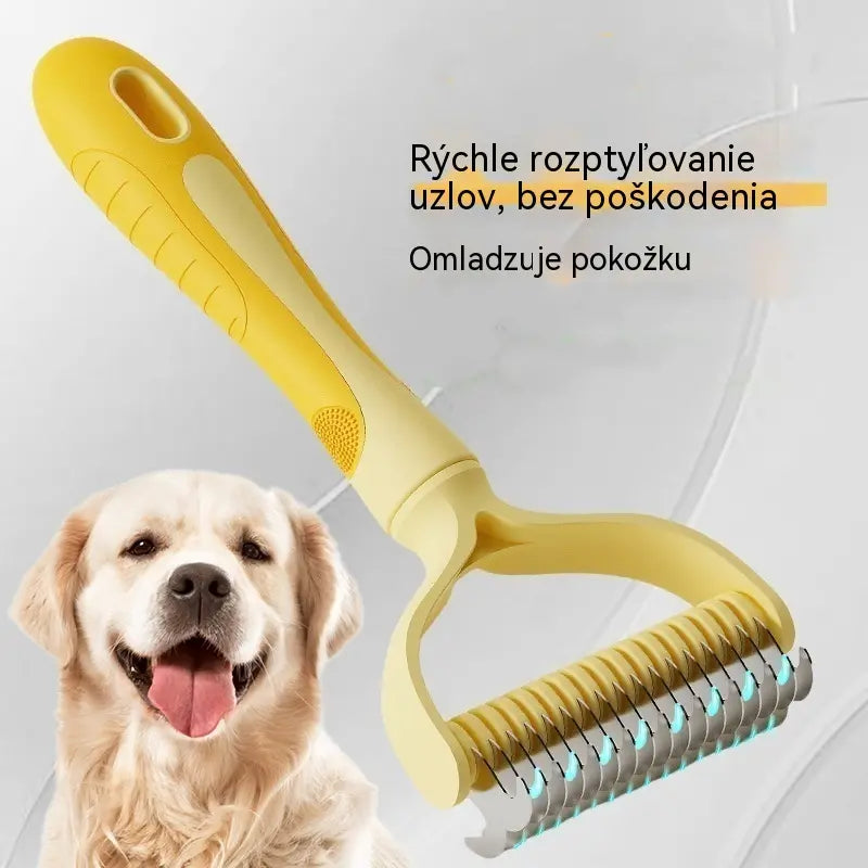 🐶【Kupte 1 a získejte 1 zdarma】-2 kusy--🧹 Oboustranný samočistící kartáč pro domácí zvířata: Odstraňuje odumřelé chlupy a snižuje vypadávání srsti u psů a koček.