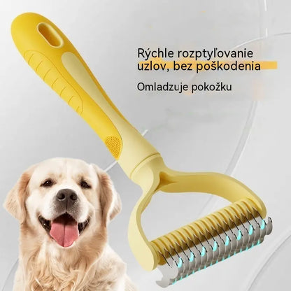 🐶【Kupte 1 a získejte 1 zdarma】-2 kusy--🧹 Oboustranný samočistící kartáč pro domácí zvířata: Odstraňuje odumřelé chlupy a snižuje vypadávání srsti u psů a koček.