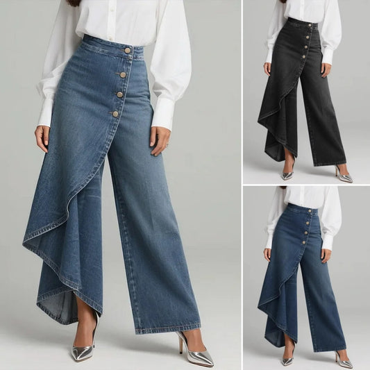 🥇Spodnie jeansowe damskie z wysokim stanem, luźny krój, wygodne w noszeniu, elegancki i modny design.-4243881