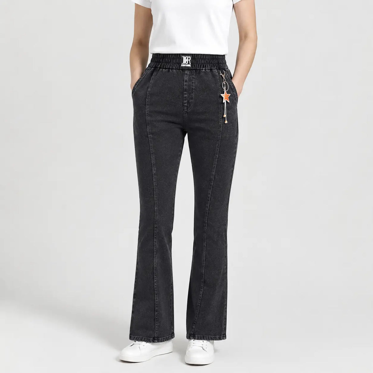 👖【M-4XL】Magas derekú, rugalmas női farmernadrág