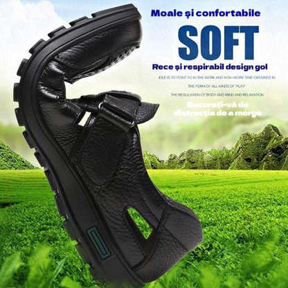 😎👞【Piele naturală premium – versiune nou îmbunătățită】Sandale bărbătești high-end din piele naturală, cu design perforat